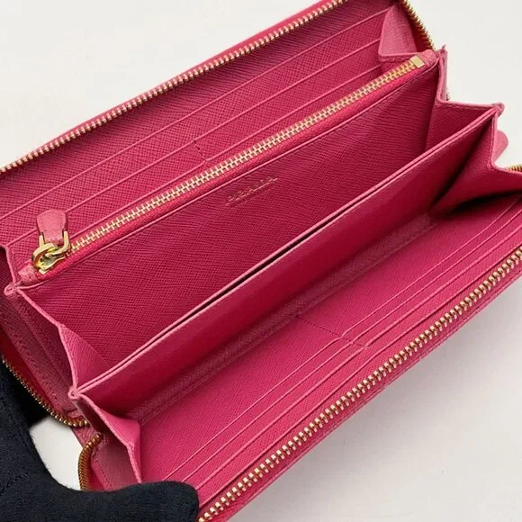 Prada Portafoglio Lampo Gold Zipper 1 Ml506 Pink Wallet - Picture 4 of 8
